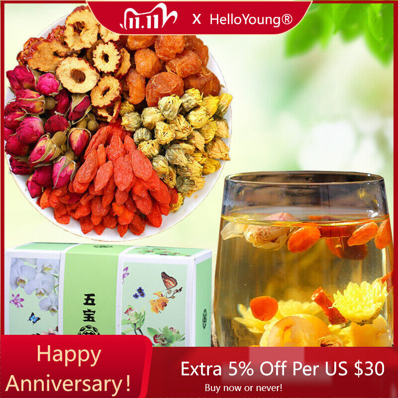 Five Treasure Tea Organic Herbal Tea Guiyuang Gouqi Date Meigui Juhua Cha 120g-