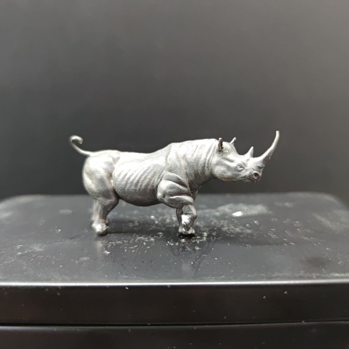 Solid Black Brass Rhinoceros Statue Animal Artwork Collection Decor