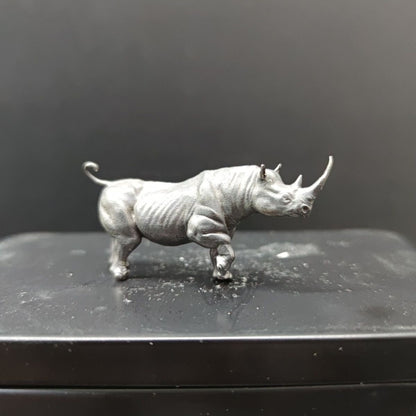 Solid Black Brass Rhinoceros Statue Animal Artwork Collection Decor