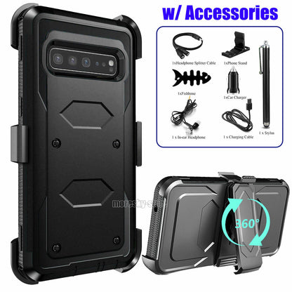 For Samsung Galaxy S10 5G Heavy Duty Clip Holder Belt Case Cover, w/ Accessories