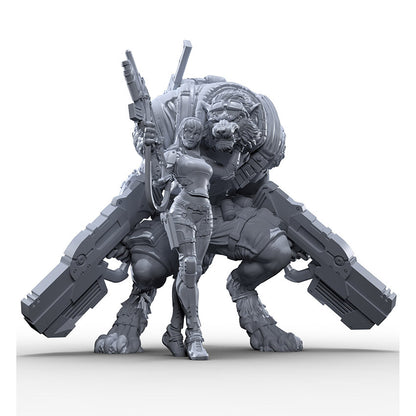 1/24 Resin Figures model Girl and wolf warrior Unassembled Unpainted R4557