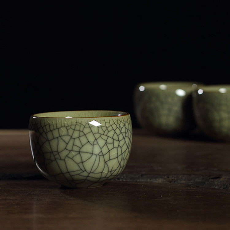 One Tea Cup Crackle Glaze Porcelain Cup Marked Longquan Celadon Cup Of Tea 85ml
