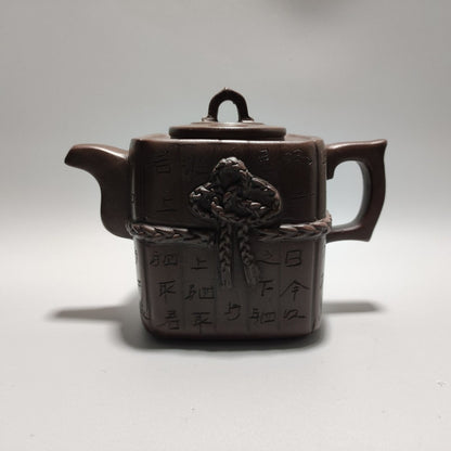 Vintage Chinese Yixing Purple Clay Teapot Zisha Ceremony Carving Collectible Art