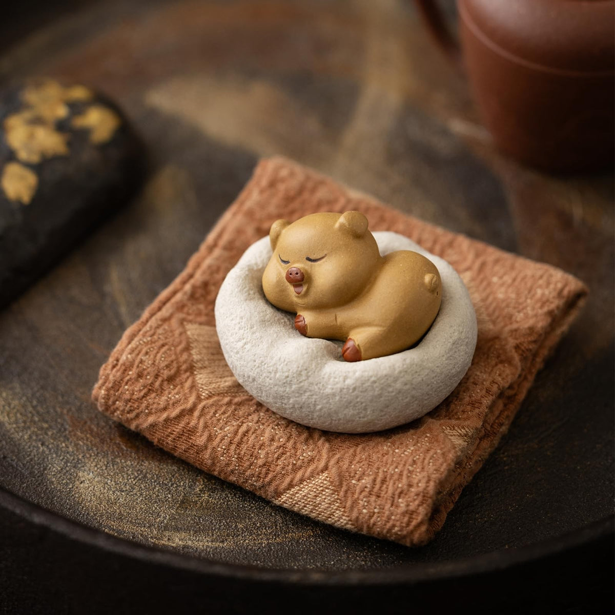 Piggy Yellow Mud Purple Sands Tea Pet Ornament 6.2cm Tea Set Decoration Tea Play