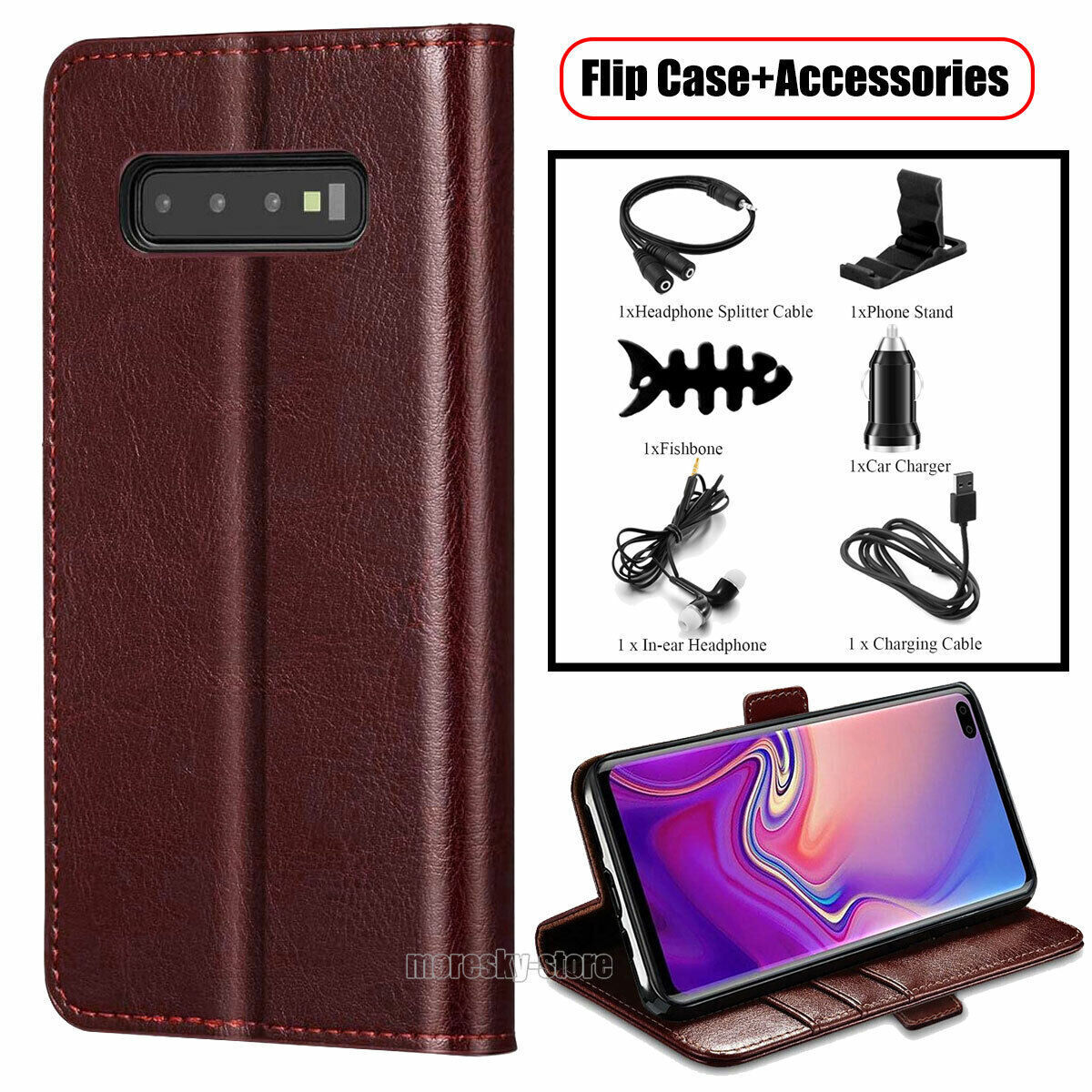 For Samsung Galaxy S10e S10+ S23 Phone Case Cover Card Wallet Flip Leather Stand
