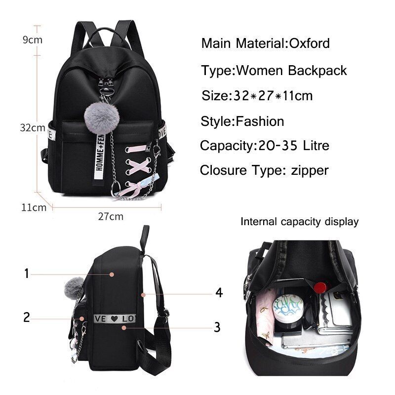 Oxford Backpacks Waterproof Shoulder Traveling School Bags Retro School 20-35 L