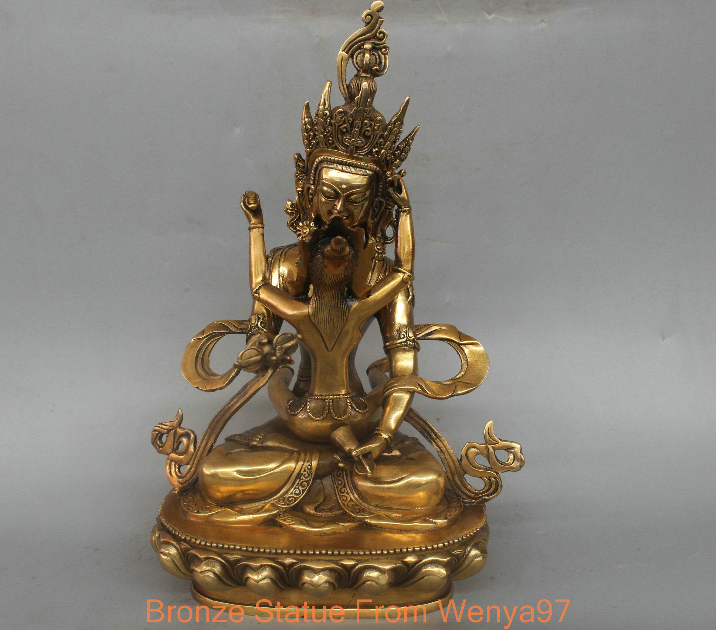 11'' China Tibet Vajrasattva Yab-yum Buddha Bronze Statue