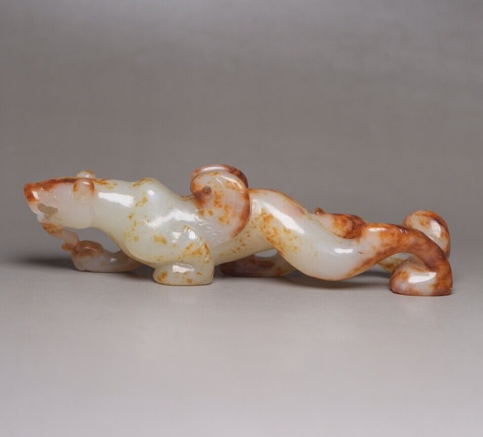 Chinese Antique Hetian Jade Carved Sculpture Exquisite Beast Statue Figurines