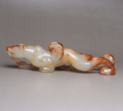 Chinese Antique Hetian Jade Carved Sculpture Exquisite Beast Statue Figurines