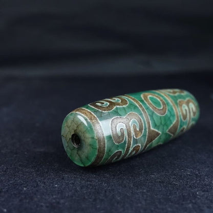14*40MM Collect Tibetan Style Old Agate Three Eyes Ruyi Grain Dzi Bead Pendant