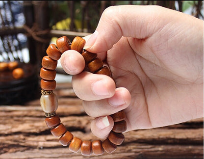 Tibet Yak Horn Old Bone Beads Bracelet Buddhism Prayer Chain Zen Decor Gift