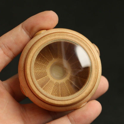 Handmade Bamboo Singing Insect Box Round Cricket Keeper Case 6.5cm Chinese Craft