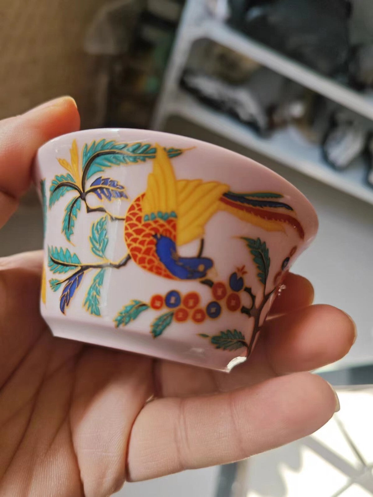 chinese jingdezhen porcelain doucai tea cup :phoenix