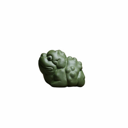 Chinese zisha purple clay tea pet frog statue small size green clay tea play new