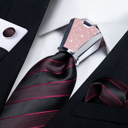 Men Necktie 3Pcs Luxury Striped Ties Cufflinks Pocket Square Wedding Accessories