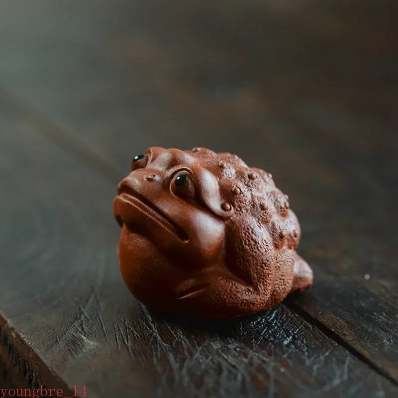 Yixing Purple Clay Tea Pet Golden Toad Figurine Sculpture Ornaments Handmade