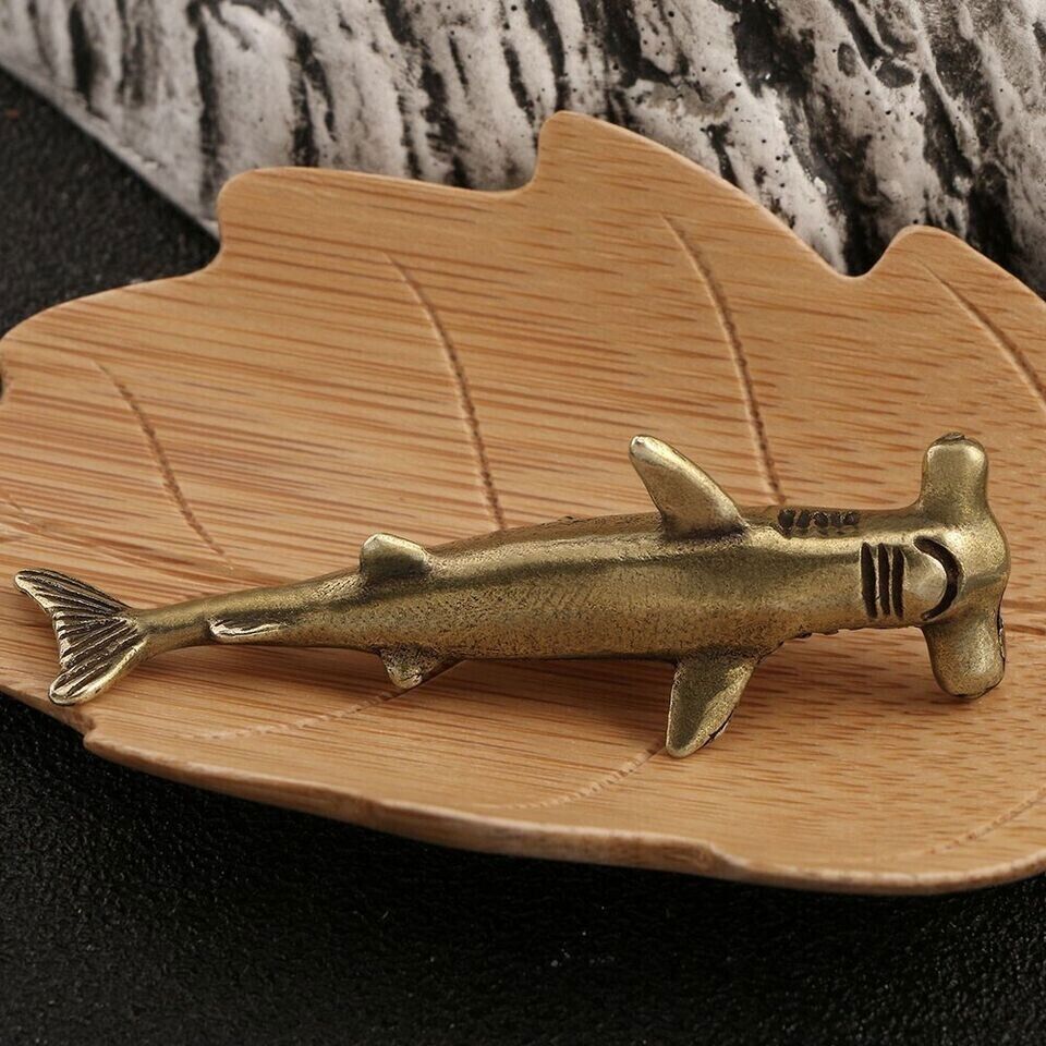 Brass Decoration Hammerhead Shark Figurine Statue Animal Figurines Toys Table
