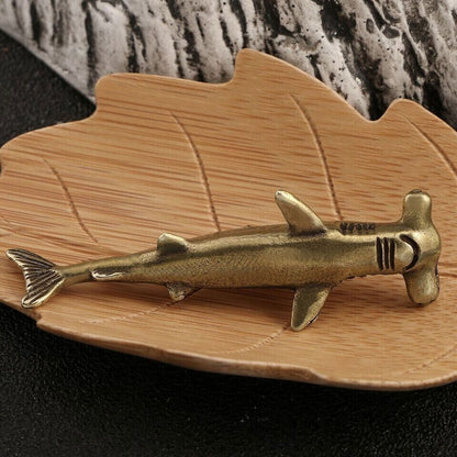 Brass Decoration Hammerhead Shark Figurine Statue Animal Figurines Toys Table