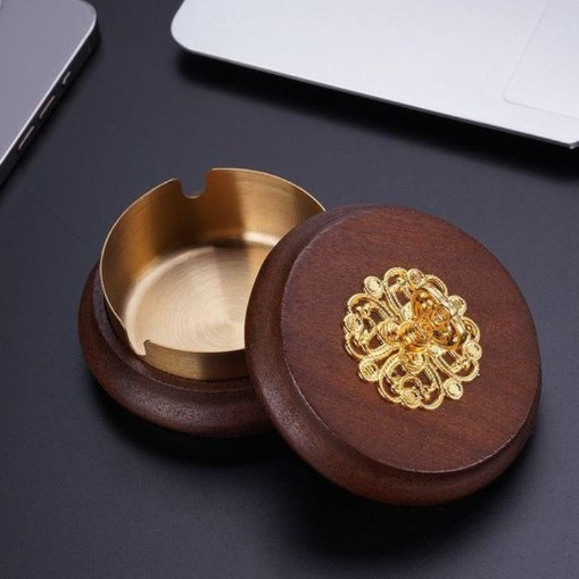 Solid Wood Car Ashtray 7×8.5cm 102g Stainless Steel Liner Anti-Ash Leak