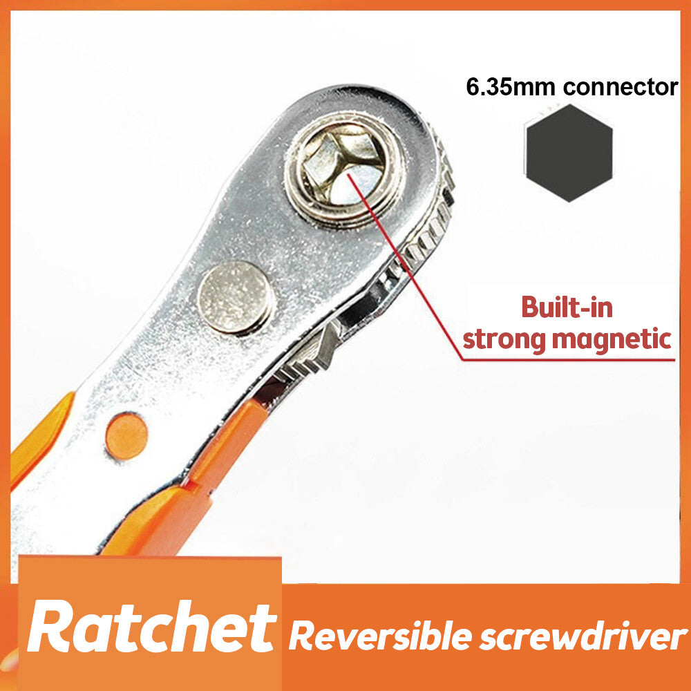 Ratcheting Right Angle Screwdriver Hex Drive 90 Degree Offset + 10pc Bits Set!