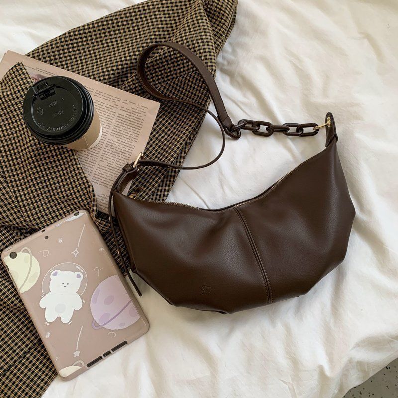Women Soft Leather Handbags Vintage Crossbody Bags Chains Shoulder Bag 37*17*7CM