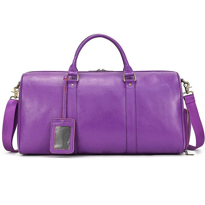 Genuine Leather Travel Bag Men Women Cowhide Casual Travel Weekend Shoulder Bag