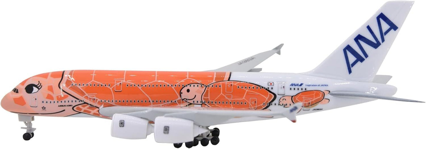 1:400 18cm A380 ANA Sea Turtle Metal Airplane Model Plane Toy Plane Model Orange