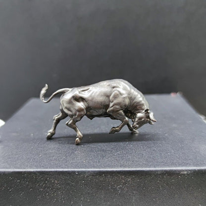Pure Bronze Black Wall Street Bull Statue Model Ornaments Decor