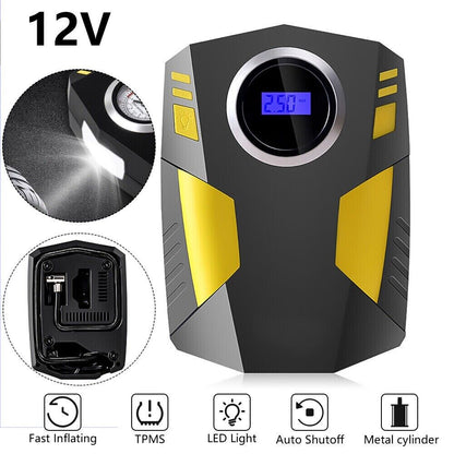 12V Auto STOP Air Inflator Car Tire Pump Compressor Electric Portable DC 150 PSI