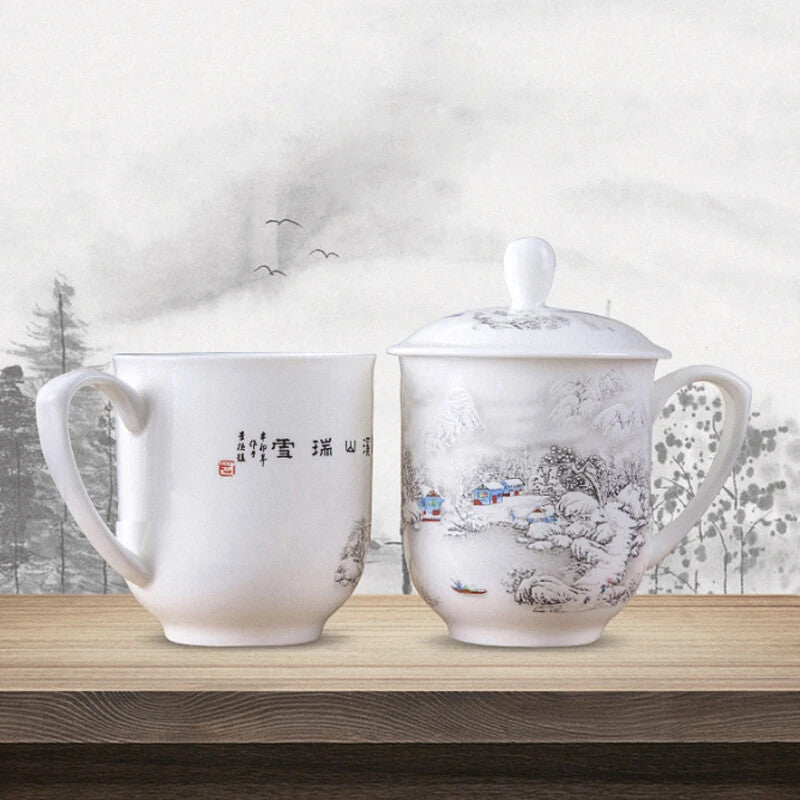 Large-capacity Ceramic Teacup China Jingdezhen Blue and White Porcelain