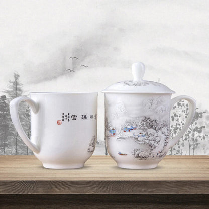 Large-capacity Ceramic Teacup China Jingdezhen Blue and White Porcelain
