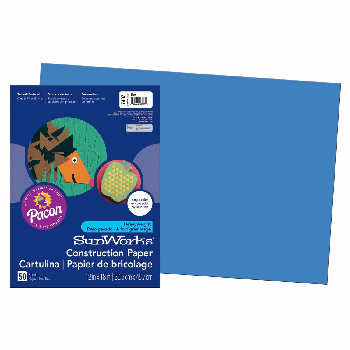 SunWorks Construction Paper, Blue, 12" x 18", 50 Sheets