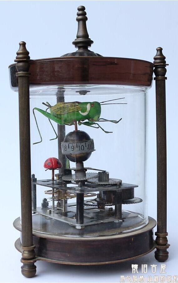 Available handmade antique mechanical clock locust pointer bronze statue watches
