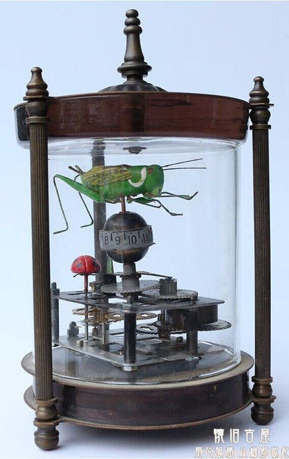 Available handmade antique mechanical clock locust pointer bronze statue watches
