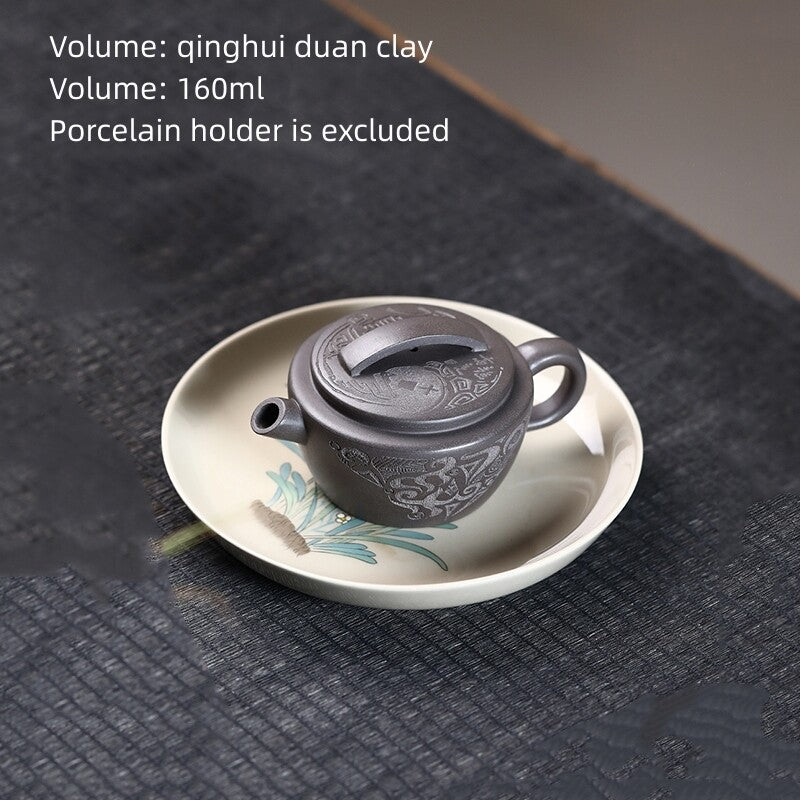 Full Handmade Tea Pot Hand Carved Real Yixing Zisha Clay Master Pot Big Mouth