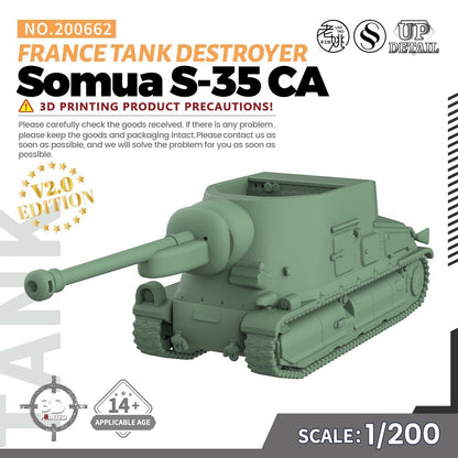 SSMODEL SS200662 1/200 Military Model Kit France Somua S-35 CA Tank Destroyer