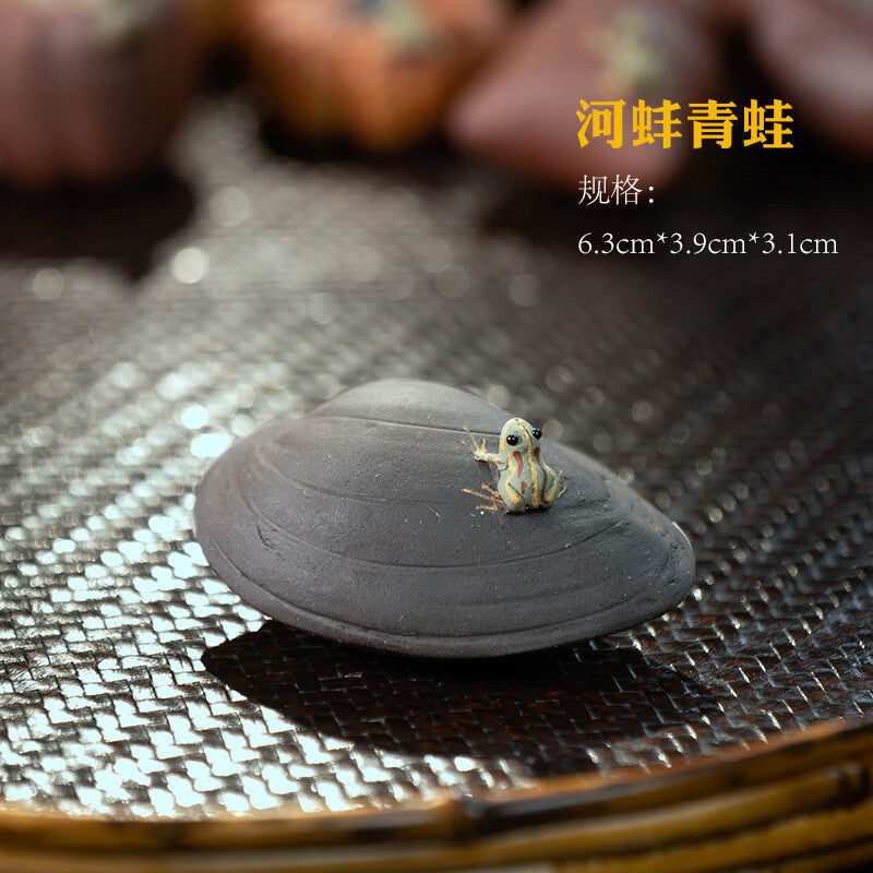 Yixing Zisha Tea Pet Handmade Water Spray Frog Pumpkin Decoration Fruit Tea Pet