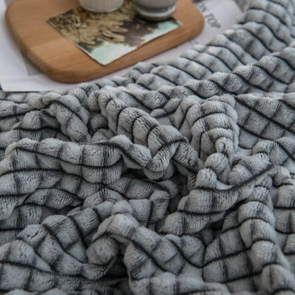Blankets Plaid Beds Coral Fleece Gray Color Single/Queen/King Flannel Bedspreads