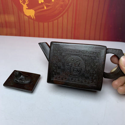 Vintage Chinese Yixing Purple Clay Teapot Zisha Ceremony Carving Collectible Art