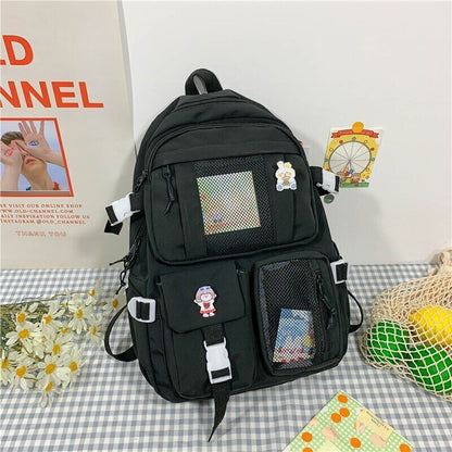 Student Backpacks Women Black School Bags Oxford Bookbags Backpack