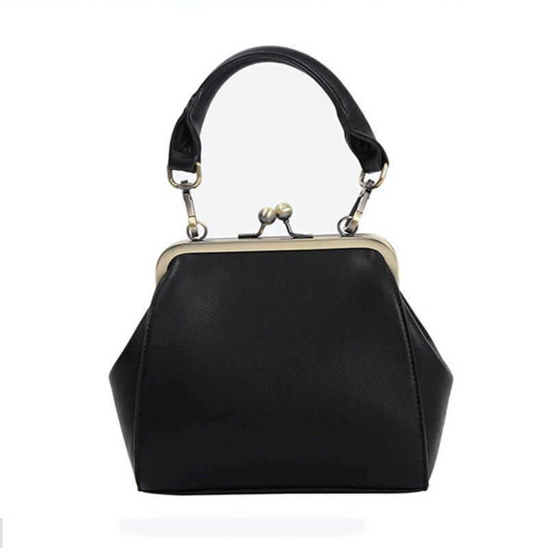 Vintage Shell Clip Shoulder Bag Wide Strap Handbag Synthetic Leather Chain Purse