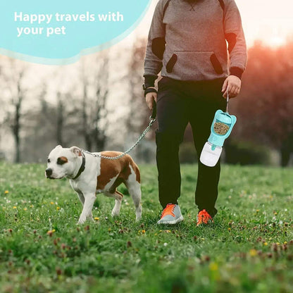 Dog Travel Water Bottle with Food Container & Leak Proof Lock