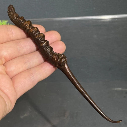 Rare Chinese bronze Cordyceps Figure statue netsuke collect tea drinking tools