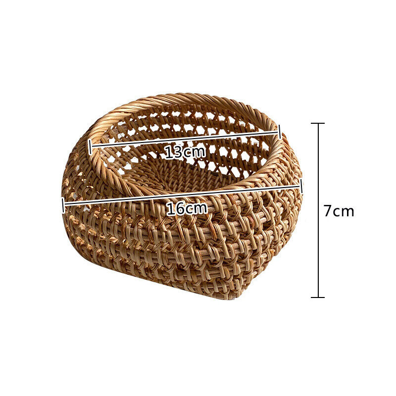 Handwoven Bread Basket Rattan Wicker Storage Tray Tea Drinks Snack Holder NEW