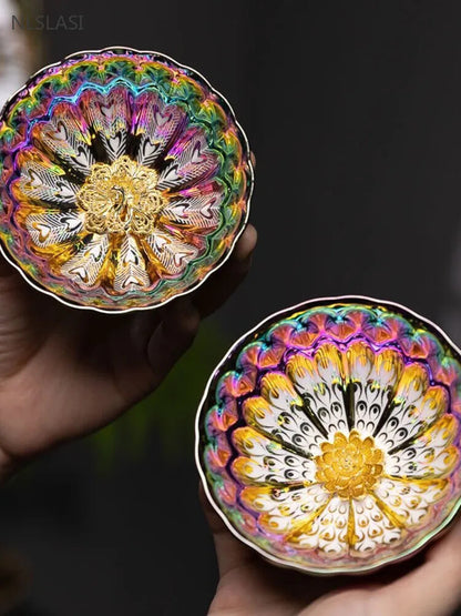 1Pc/140ml Colorful Peacock Tea Cup High-quality Ceramic Master Cup Meditation