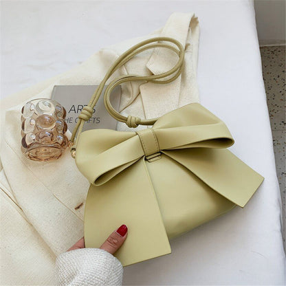 Elegant Bow Underarm Bag Synthetic Leather Shoulder Messenger Bag Purse Handbags