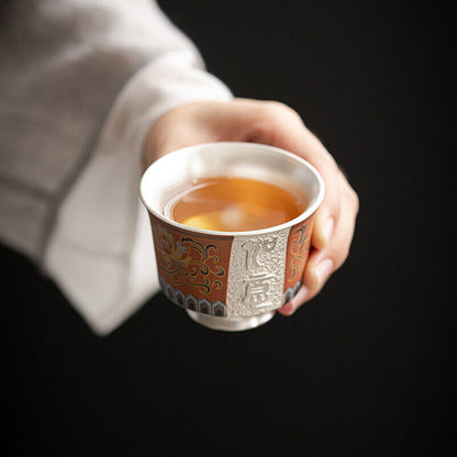 100ml pure silver tea cup porcelain master cup handpainted handmade cup of tea