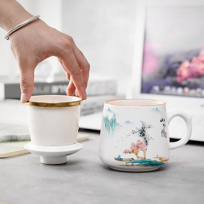 380ml Mug Ceramic Cup Tea Separation Water Cup Filter Tea Cup Kung Fu Tea Set