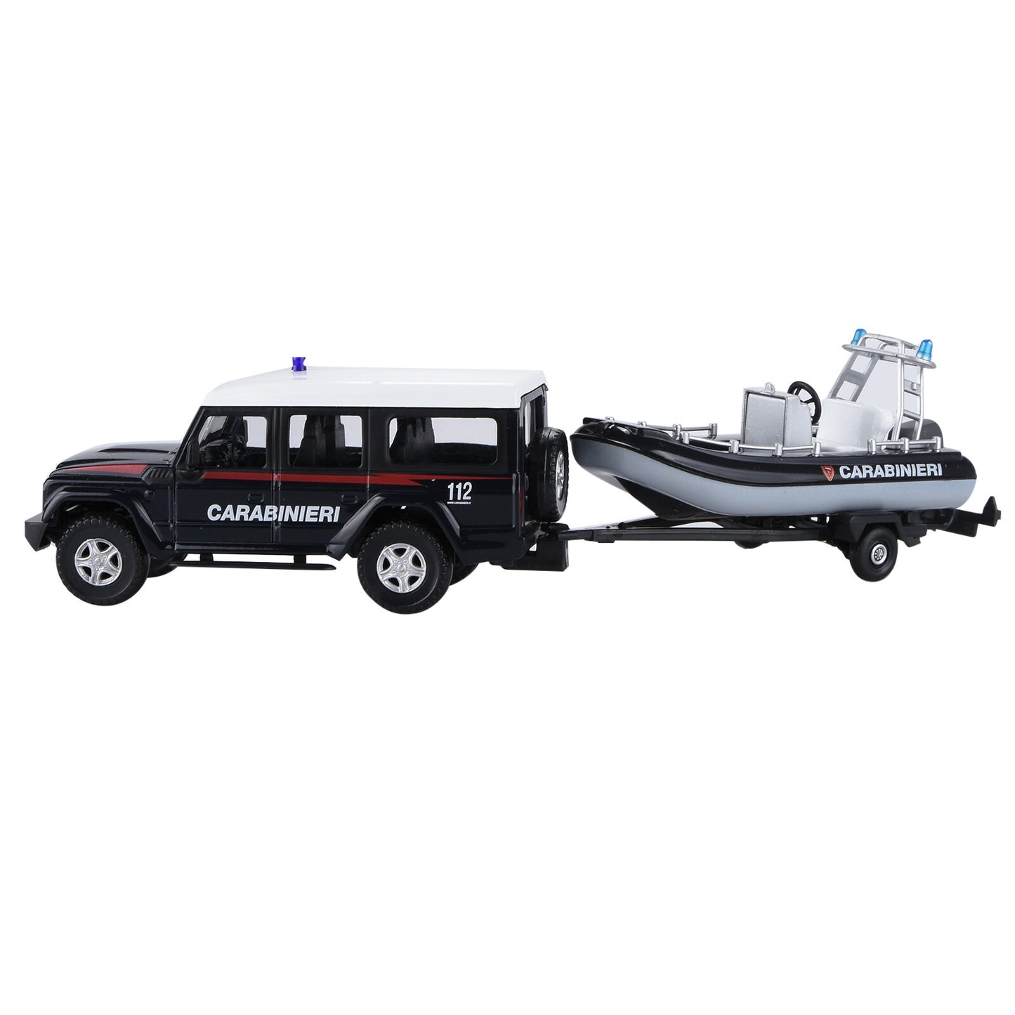 1/43 Coast Guard Police Fire Truck Speedboat Trailer Alloy Model Toy For Kid