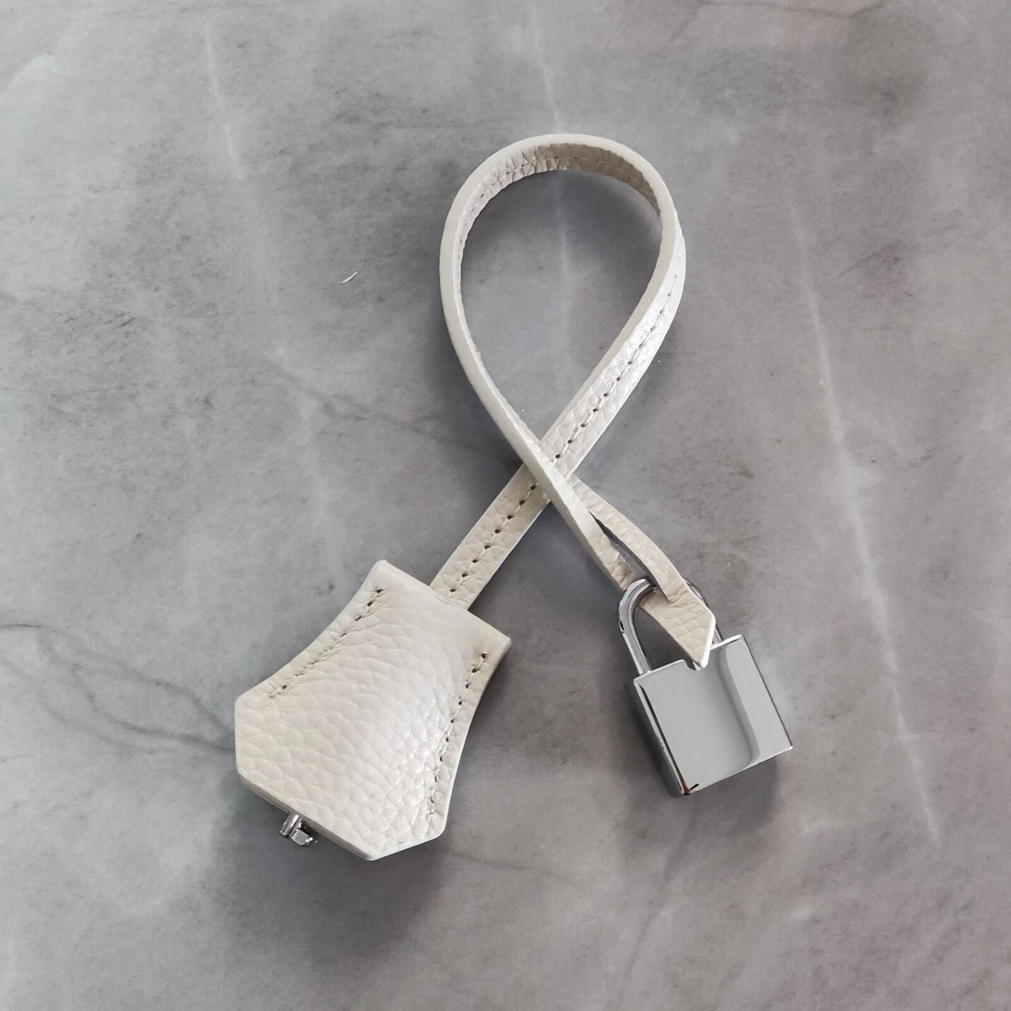 Real Cowhide Leather Clochette Bag Charm Gold/ Silver Padlock & Key for Handbags